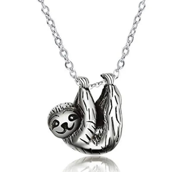 Adorable Silvery Sloth Pendant Necklace - Picture 1 of 1